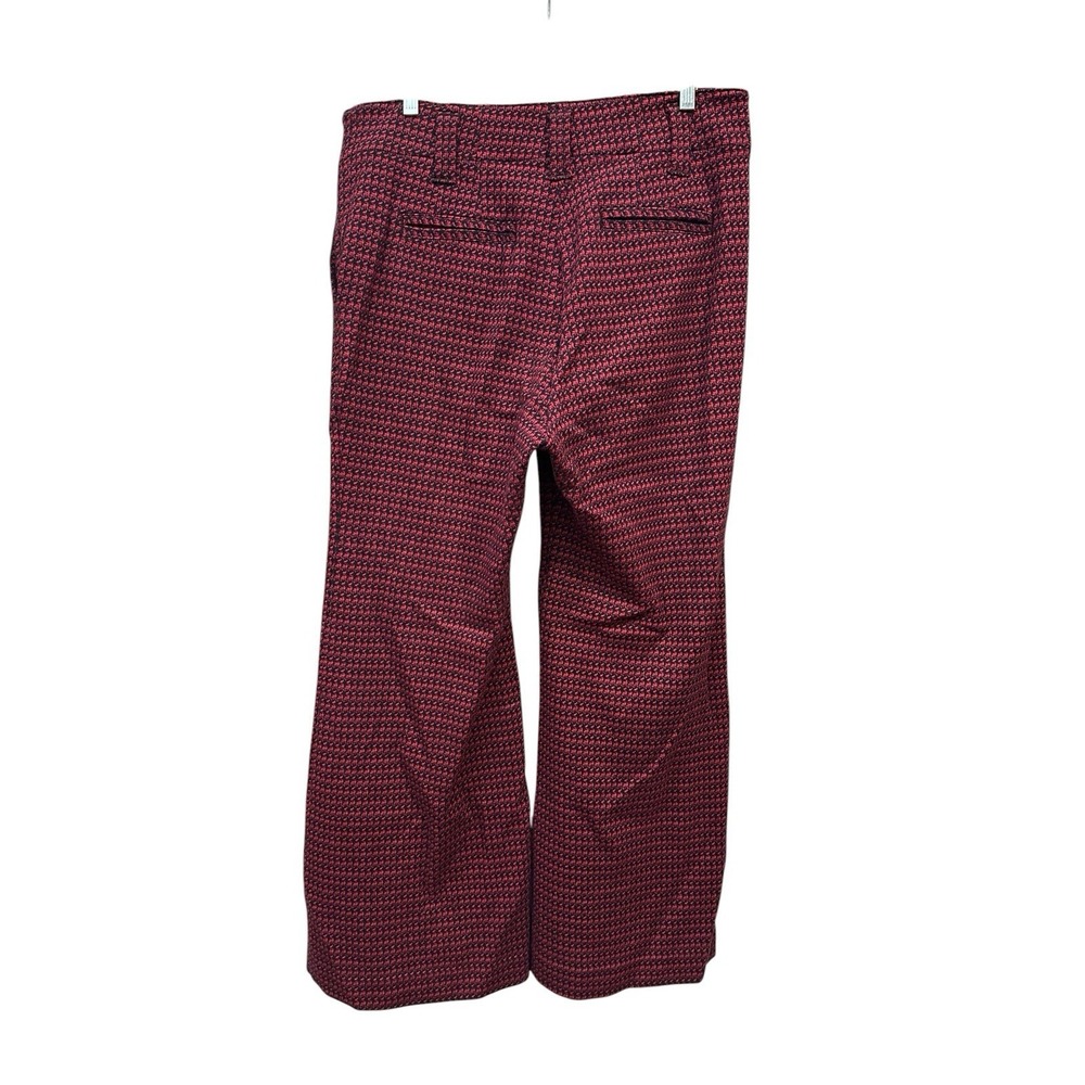 Anthropologie Maeve The Naomi Flare Wide Leg Pants Sz 16P Houndstooth Red ST13-4 - Picture 9 of 12